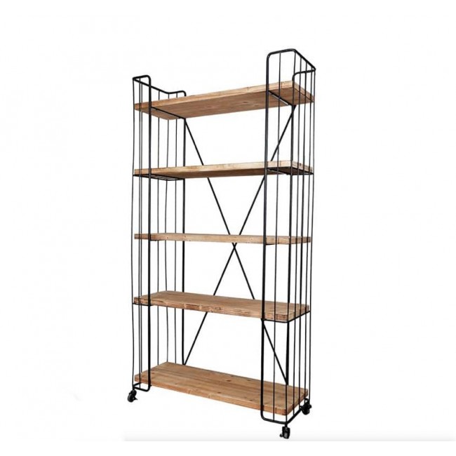 كونسول جداري بارفف خشب طبيعي ومعدن مشغول يدويا 8415