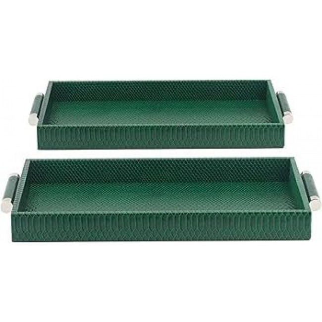 طقم صينيه تقديم باللون الاخضر الفاخر يضيف جمال لديكور المنزل العدد 2 قطع 8404