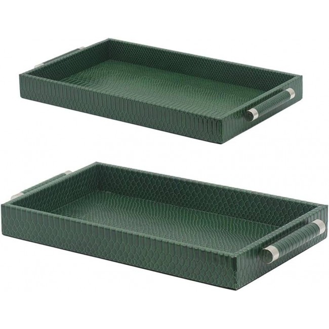 طقم صينيه تقديم باللون الاخضر الفاخر يضيف جمال لديكور المنزل العدد 2 قطع 8404