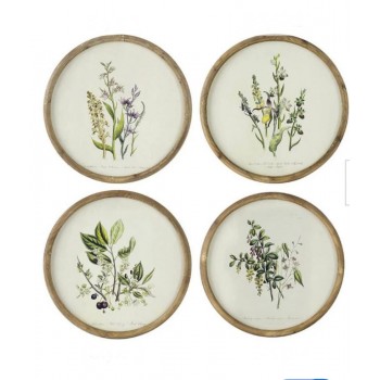 طقم لوحه جداريه مستديره كالنفس باطار خشب بتصميم اوربي العدد4 قطع 8222