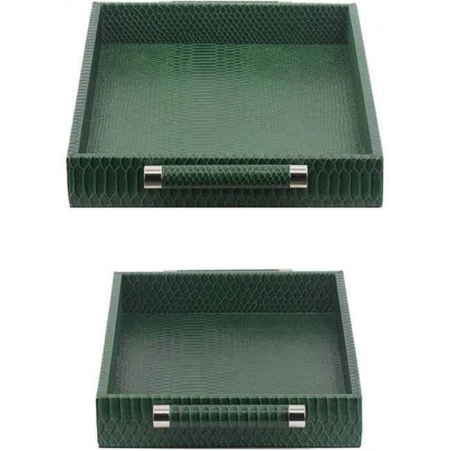 طقم صينيه تقديم باللون الاخضر الفاخر يضيف جمال لديكور المنزل العدد 2 قطع 8404