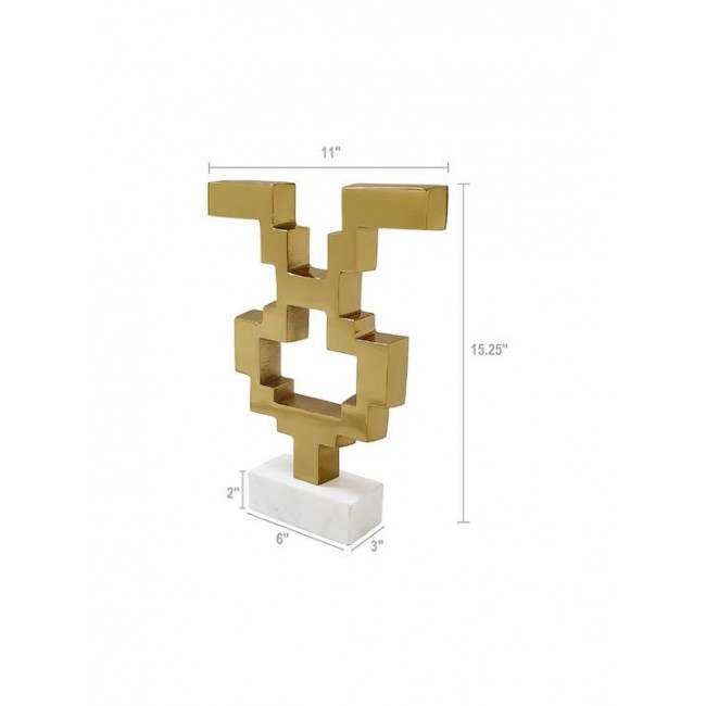 تحفه فنيه فريده من نوعها ذهبيه بقاعده رخام بيضاء 8400