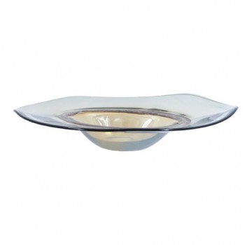 صحن تقديم من الزجاج الشفاف بالوان الكراميل بتصميم عصري 8394