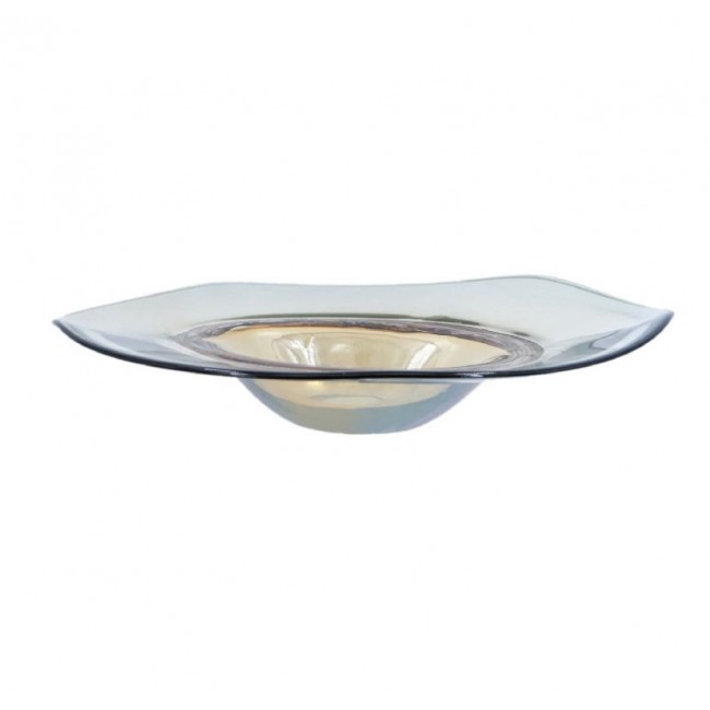 صحن تقديم من الزجاج الشفاف بالوان الكراميل بتصميم عصري 8394