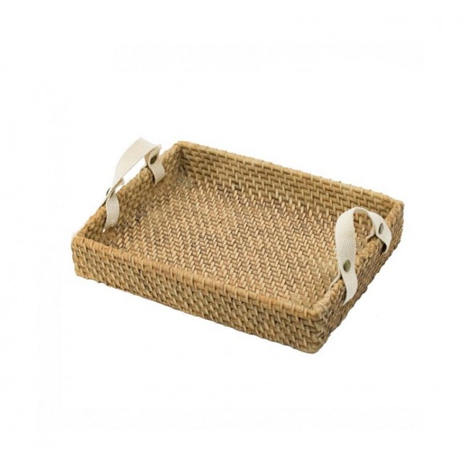 صينيه تقديم بتصميم ريفي من الخوص الطبيعي مشغول يدوي 8417