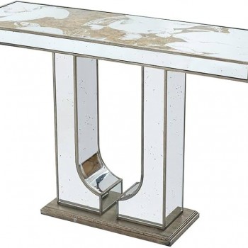 كونسول جداري مودرن مصنوع من الخشب بتكسيات من المرايا 8421