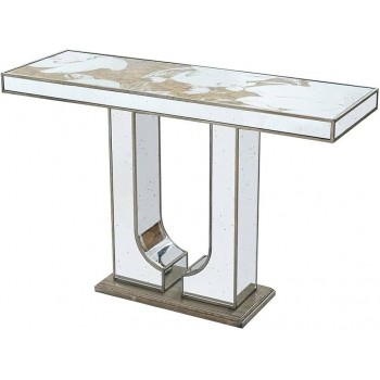 كونسول جداري مودرن مصنوع من الخشب بتكسيات من المرايا 8421