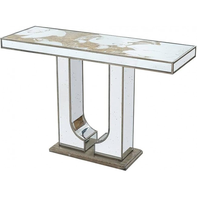 كونسول جداري مودرن مصنوع من الخشب بتكسيات من المرايا 8421