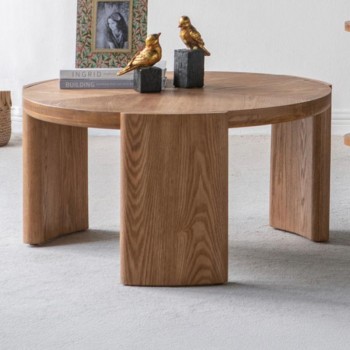 طاوله قهوه بسطح مستدير مصنوع من الخشب الطبيعي على الطراز الاروبي 8361