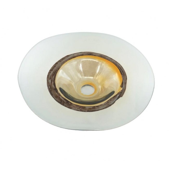 صحن تقديم من الزجاج الشفاف بالوان الكراميل بتصميم عصري 8394