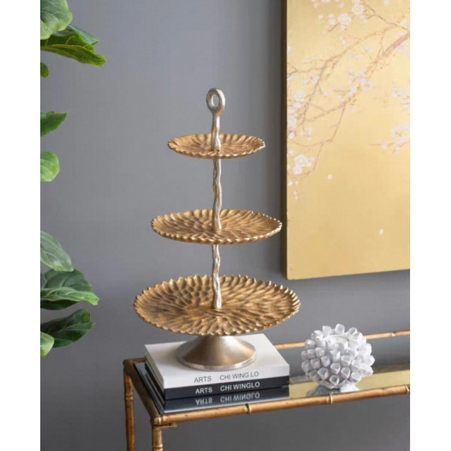 حامل حلويات معدن ذهبي بتصميم اوربي 7882