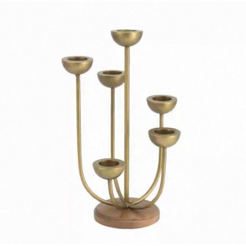 شمعدان بتصميم عصري بقاعده خشب 7896 شمعدان بتصميم عصري بقاعده خشب 7896