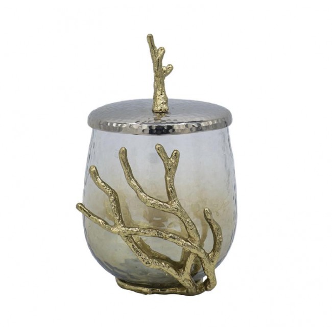 تحفه زجاجيه مطعمه بمعدن مشغول يدويا 7879