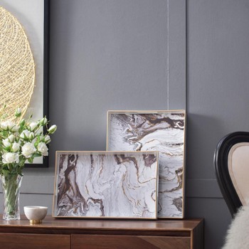 طقم صينيه فاخره بستايل الرخام العدد2 قطعه 8103