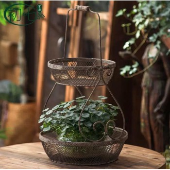 سله من المعدن مشغوله يدويا بتصميم ريفي فاخر 8791 سله من المعدن مشغوله يدويا بتصميم ريفي فاخر 8791