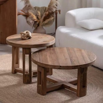 طاوله مستديره مصنوعه من الخشب الطبيعي بتصميم كلاسيك متوفر الحجمين 8814