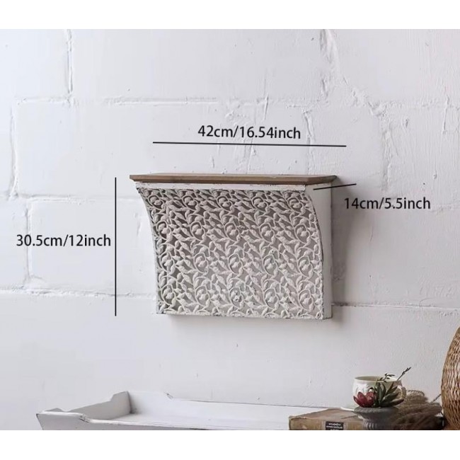 رف جداري خشبي بتصميم زخرفي فنتج وسطح علوي خشبي 8875