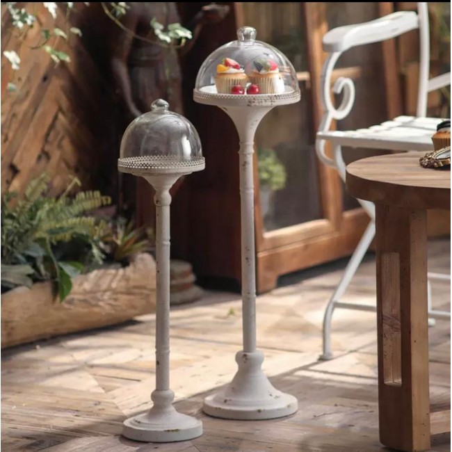 ستاند لتقديم الحلويات مصنوعه من المعدن المشغول يدويا بغطاء زجاجي انيق متوفر الحجمين 8762