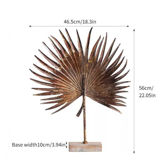 تحفه مكتبيه بقاعده خشبيه بتصميم ورق شجر معدني L8793