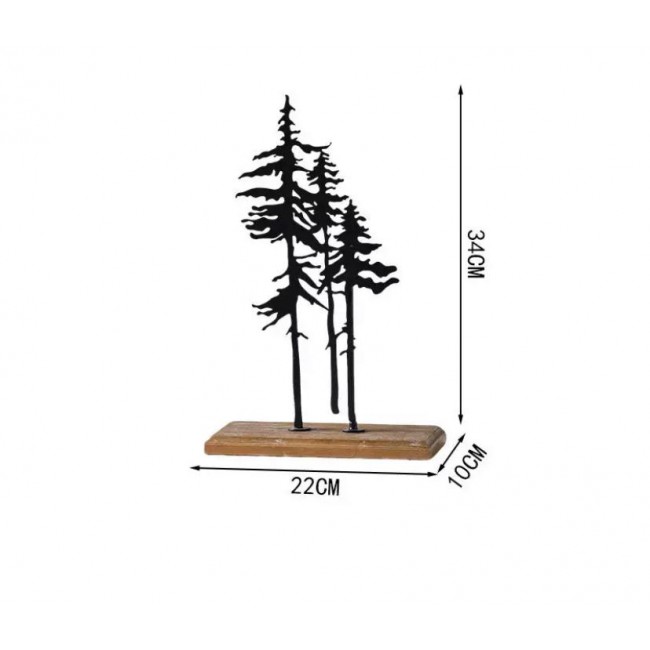 تحفه فنيه معدن بقاعده خشبيه بتصميم شجرة الصنوبر متوفر الحجمين 8873