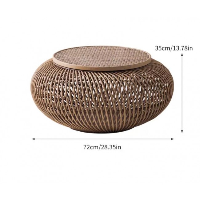 طاوله وسطيه مستديره من الخيزران الطبيعي بستايل ريفي8861