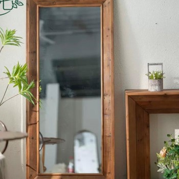 مرايا ارضيه باطار مصنوع من الخشب الطبيعي بستايل فنتج بارتفاع - 165cm -8834