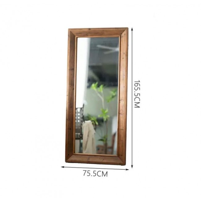 مرايا ارضيه باطار مصنوع من الخشب الطبيعي بستايل فنتج بارتفاع - 165cm -8834