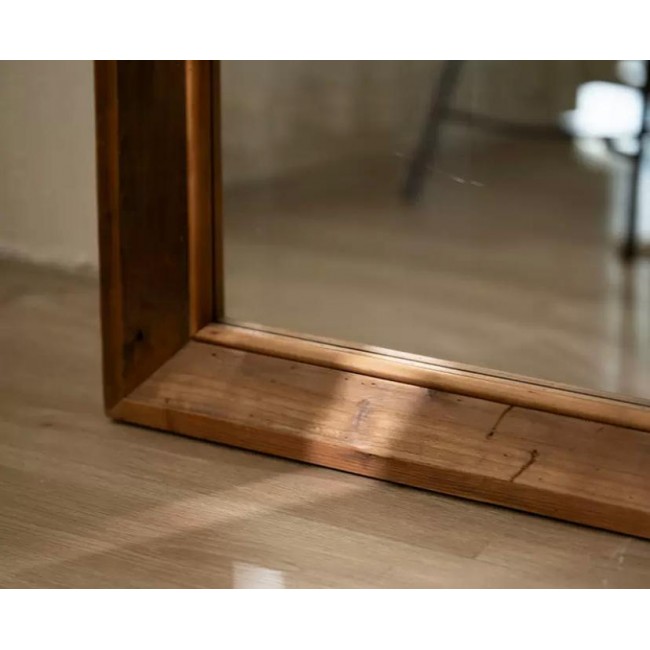 مرايا ارضيه باطار مصنوع من الخشب الطبيعي بستايل فنتج بارتفاع - 165cm -8834