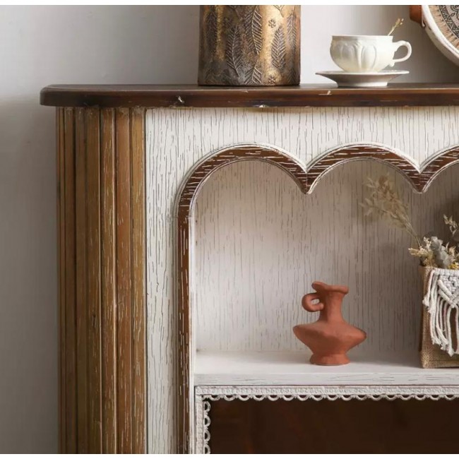 كونسول مدفأه جداري من الخشب الطبيعي بتفاصيل ريفي اوربي 8766