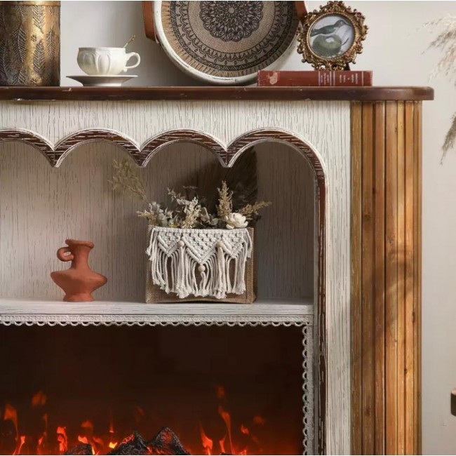 كونسول مدفأه جداري من الخشب الطبيعي بتفاصيل ريفي اوربي 8766