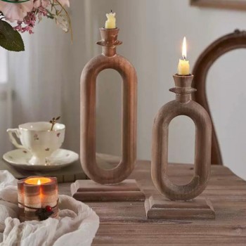 شمعدان خشبي بتصاميم عصريه حديثه متوفر الحجمين8879