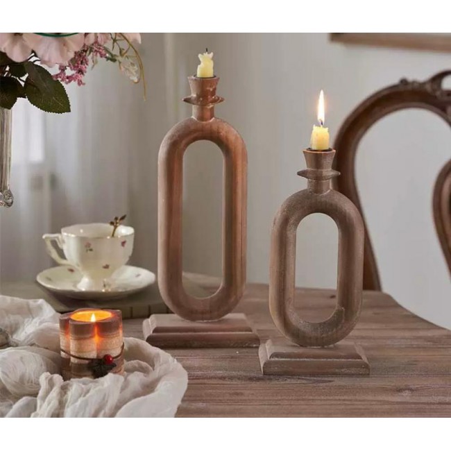 شمعدان خشبي بتصاميم عصريه حديثه متوفر الحجمين8879