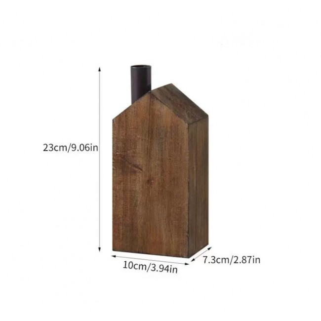 شمعدان بتصميم كوخ من الخشب الطبيعي 8782