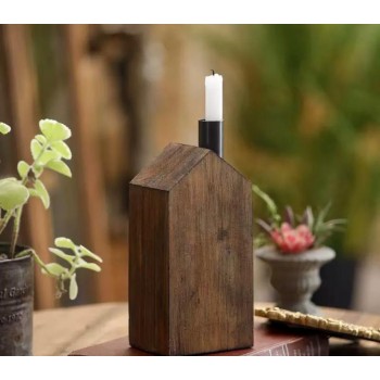 شمعدان بتصميم كوخ من الخشب الطبيعي 8782 شمعدان بتصميم كوخ من الخشب الطبيعي 8782