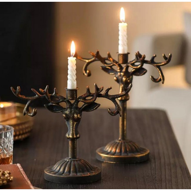 شمعدان معدن بتصميم راس غزال بلمسات اوربي8845