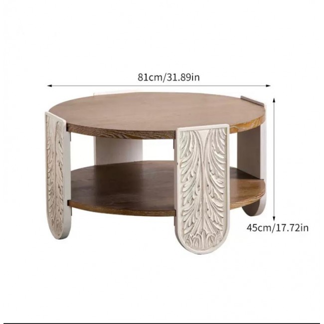 طاوله مستديره من خشب الطبيعي محفور يدويا بتصميم اوربي فاخر متوفر الحجمين 8754