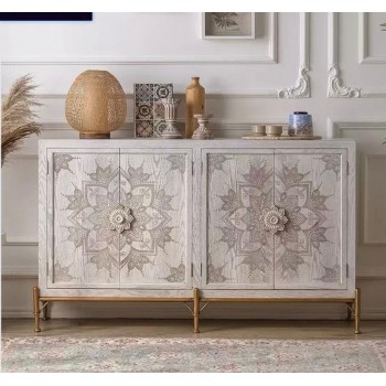 كونسول جداري بتصميم بوهيمي من الخشب الطبيعي وبقواعد ذهبيه 8722 كونسول جداري بتصميم بوهيمي من الخشب الطبيعي وبقواعد ذهبيه 8722