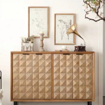 كونسول جداري من الخشب الطبيعي بطابع هندسي 8735