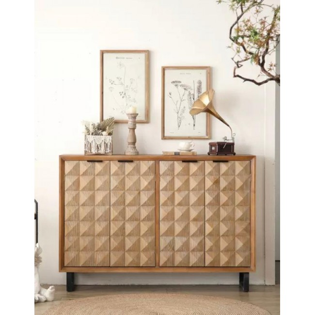 كونسول جداري من الخشب الطبيعي بطابع هندسي 8735