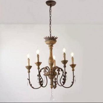 وحده اضاءه سقفيه من الخشب ومعدن مشغول يدويا بطابع اوربي 8634