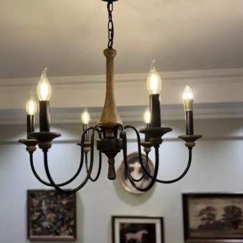 وحده اضاءه سقفيه من الخشب ومعدن بلمسات كلاسيك ب6 اذرع 8631