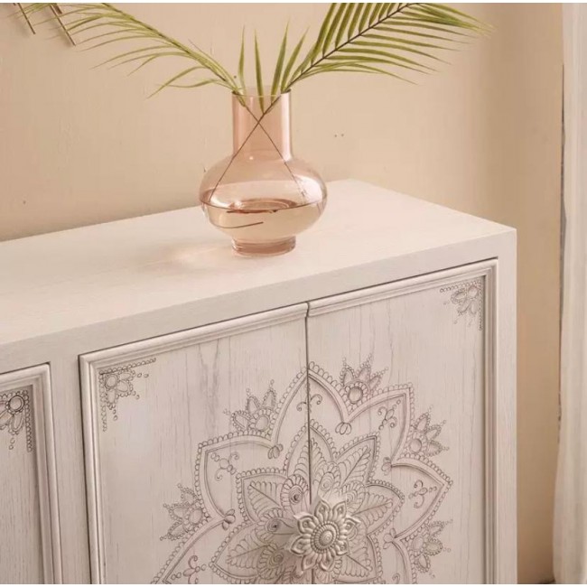 كونسول جداري بتصميم بوهيمي من الخشب الطبيعي وبقواعد ذهبيه 8722