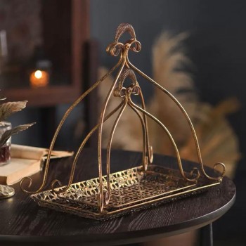 طقم سله معدنيه مشغوله يدويا بتصميم فنتج العدد2 قطع 8741