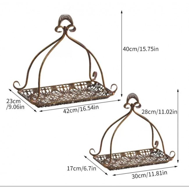 طقم سله معدنيه مشغوله يدويا بتصميم فنتج العدد2 قطع 8741