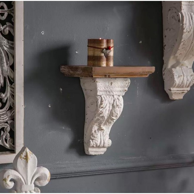 رف جداري بسطح خشب بستايل شابي شيك متوفر الحجمين 8867