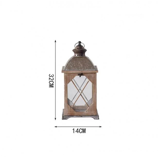 تحفه شمعدان بتصميم فانوس معدن مطعم بالزجاج بتفاصيل دافئه لفصل شتاء متوفر الحجمين 8856