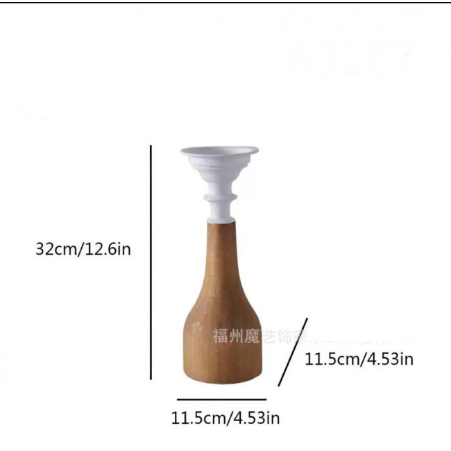 شمعدان مصنوعه من الخشب والمعدن بلمسات ريفيه متوفر الحجمين  8863