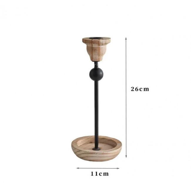تحفه شمعدان من الخشب ومعدن بتصميم مودرن متوفر 3 احجام 8892