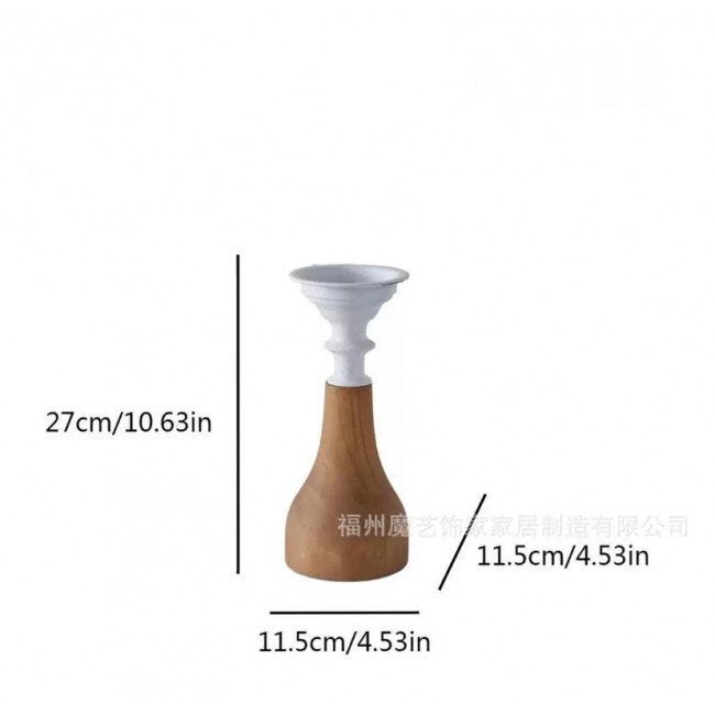 شمعدان مصنوعه من الخشب والمعدن بلمسات ريفيه متوفر الحجمين  8863