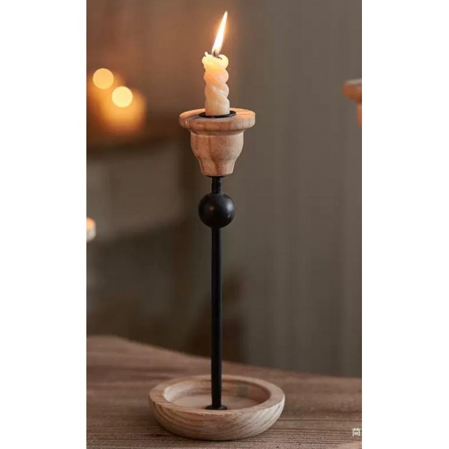 تحفه شمعدان من الخشب ومعدن بتصميم مودرن متوفر 3 احجام 8892